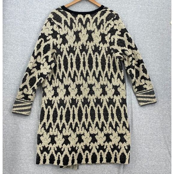 Lucky Brand Cardigan Sweater Womens 2X Plus Black Cream Aztec Knit Boho Duster - Picture 3 of 14
